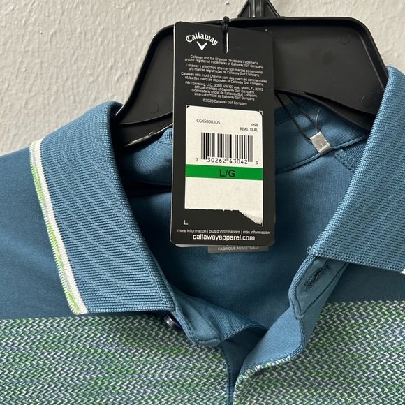 🏌️♂️ Callaway Swing Tech Golf Polo - Size L (NWT) | Real Teal & White - Picture 3 of 4